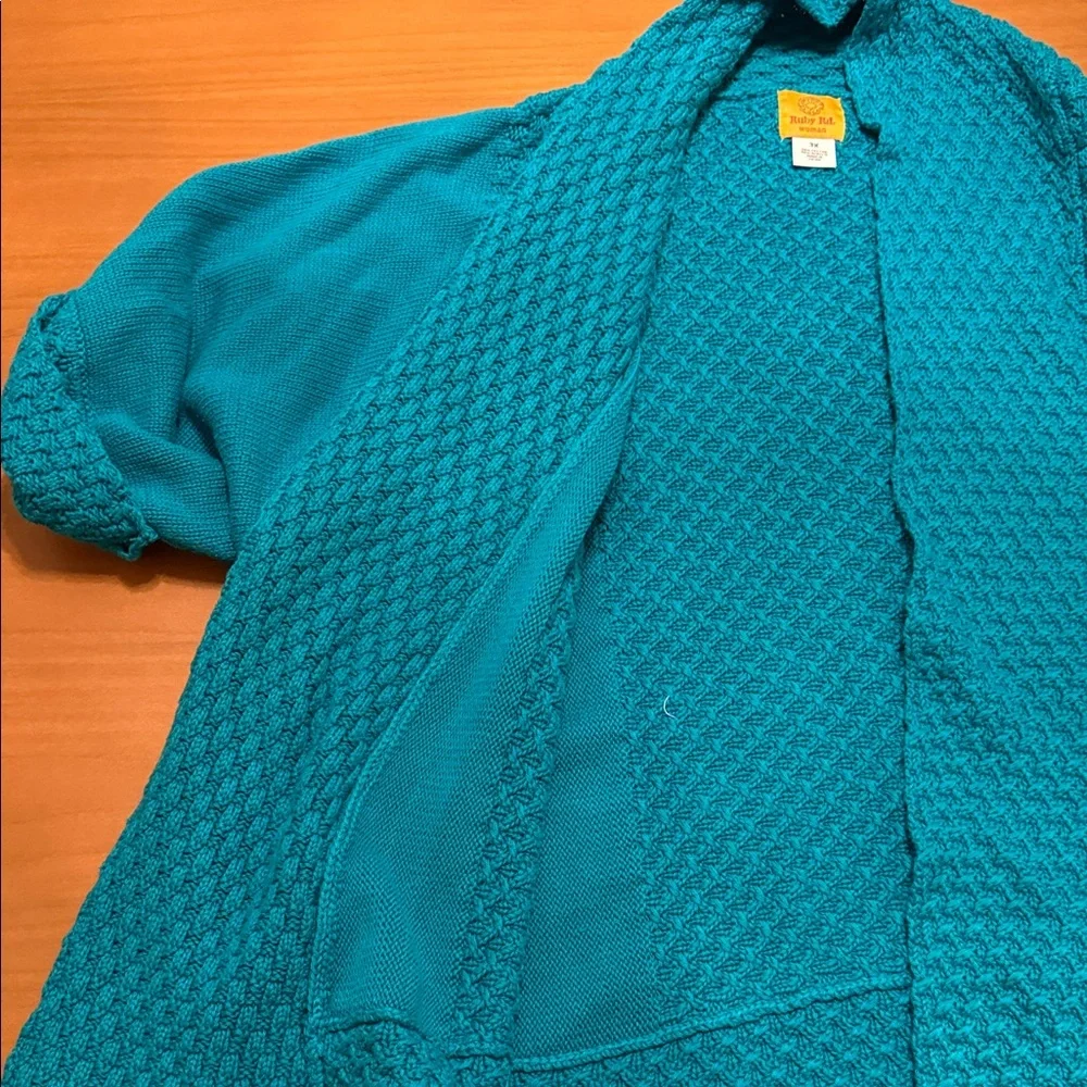 Ruby Rd. Teal Textured Blouse - Picture 5 of 6